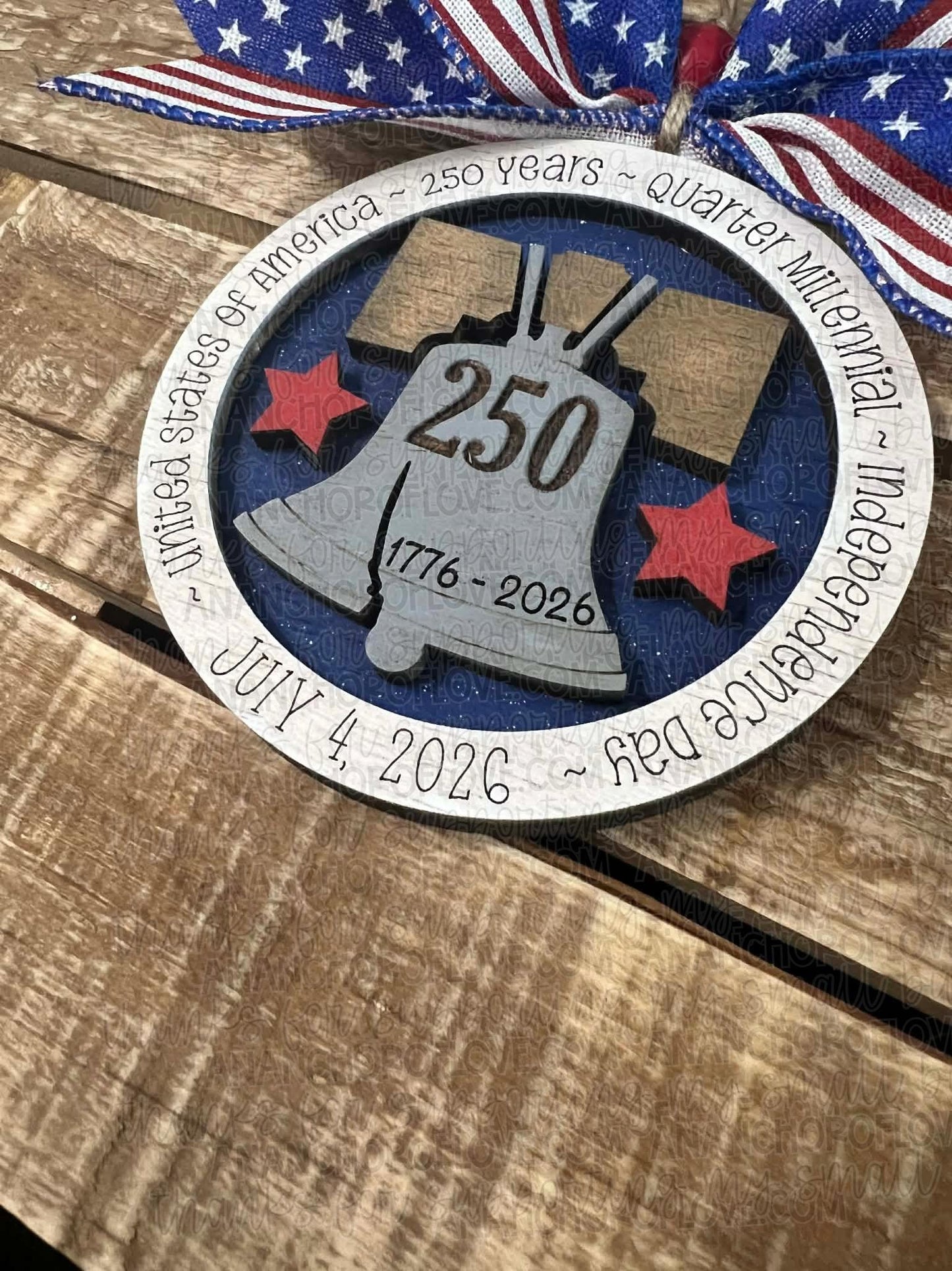 USA 250th Anniversary Wooden Liberty Bell ornament or magnet 2026 commemorative keepsake