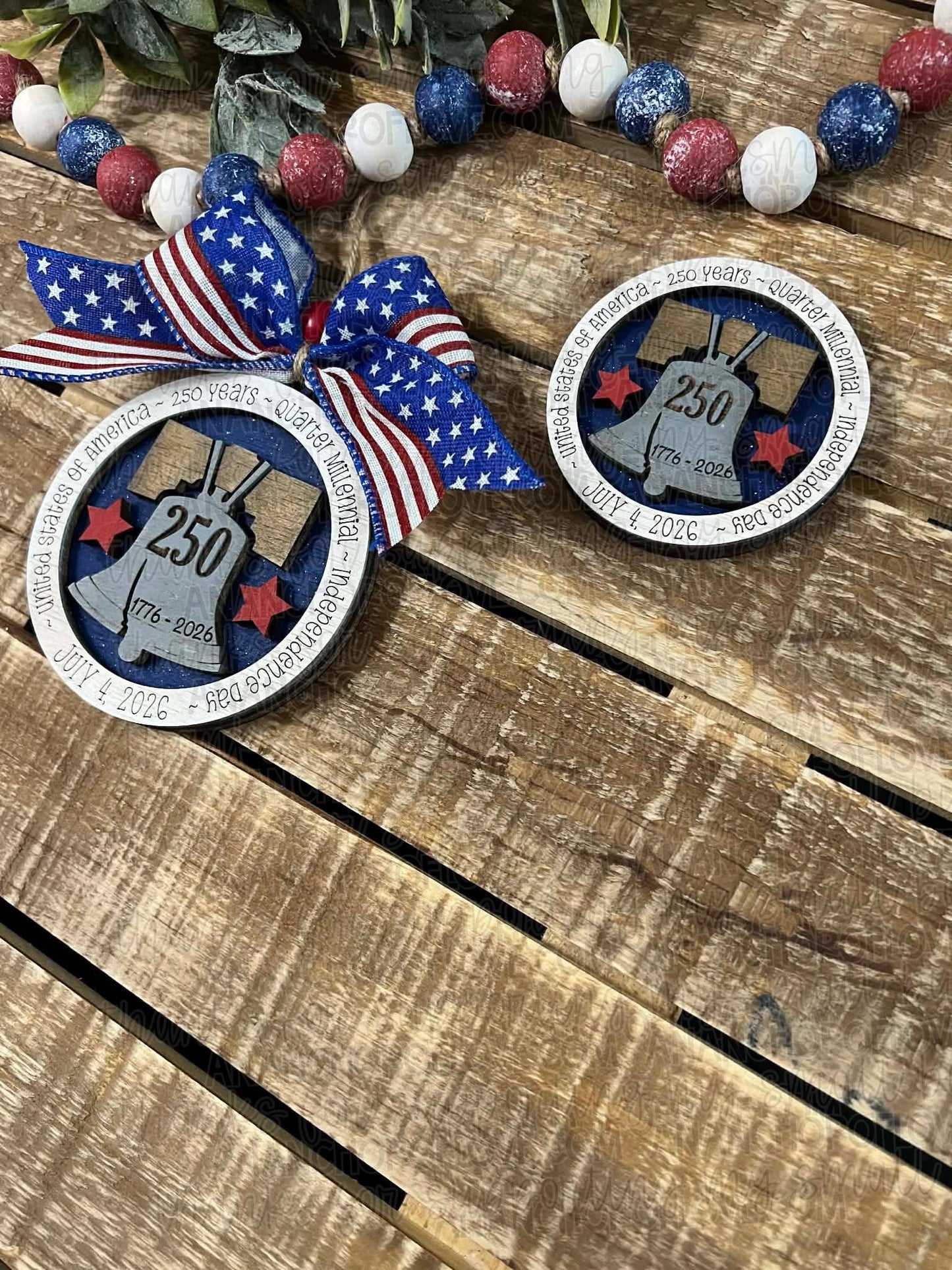 USA 250th Anniversary Wooden Liberty Bell ornament or magnet 2026 commemorative keepsake
