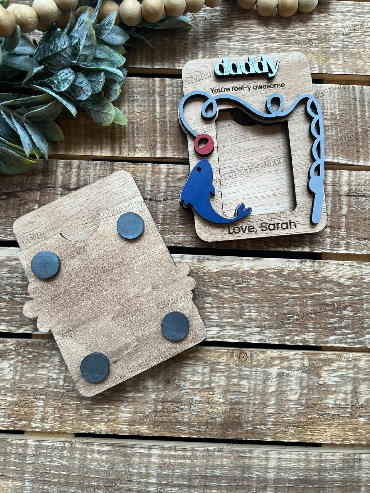 Father's Day Photo Magnet- Personalized Gift for Mom, Mom Fridge Magnet made of birch, Dad/grandpa Gift