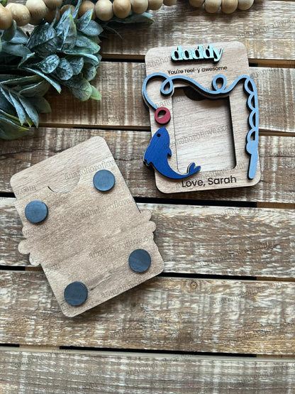 Father's Day Photo Magnet- Personalized Gift for Mom, Mom Fridge Magnet made of birch, Dad/grandpa Gift